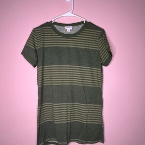 NWT LuLaRoe Liv Green and Gray Striped Top